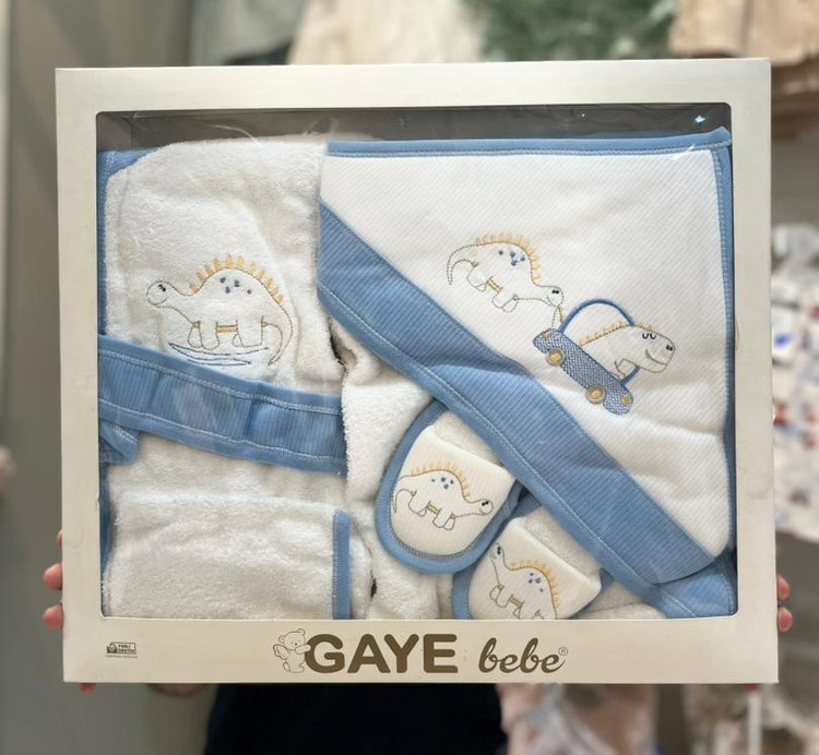 ست حوله نوزادی 0 تا 2 سال گایه ب ب GAYE BEBE دایناسور آبی
