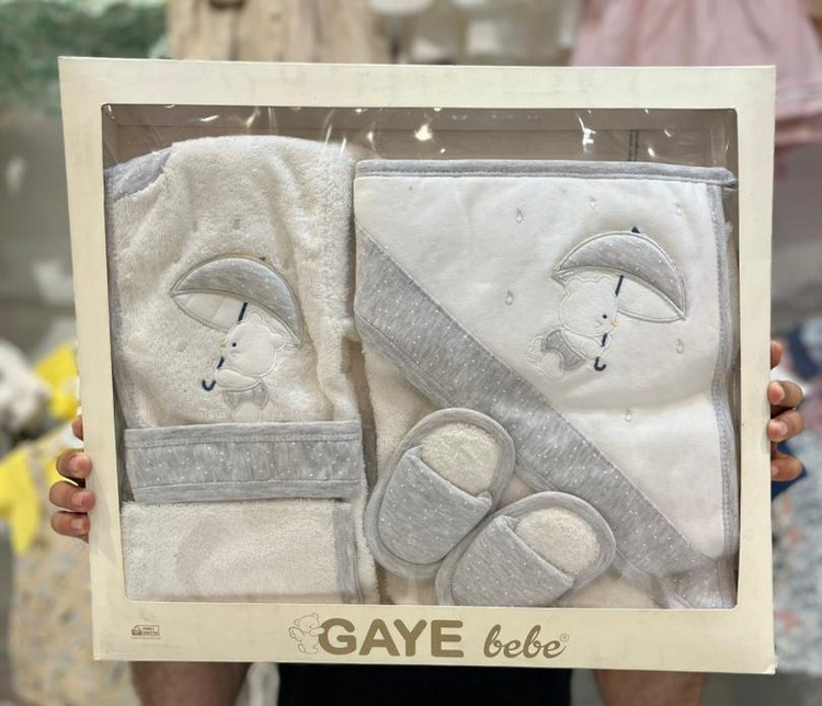 ست حوله گایه ب ب خرس طوسی